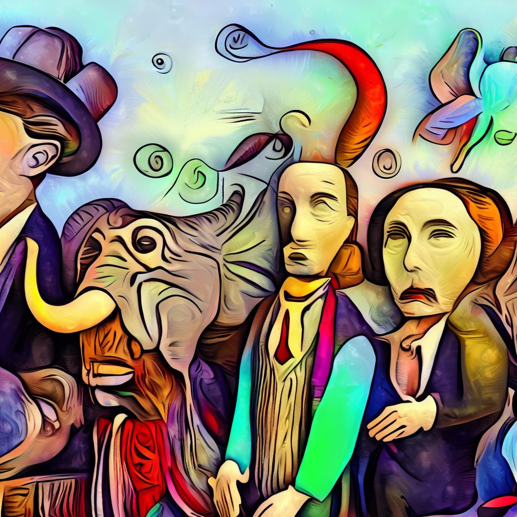 Render a whimsical and colorful representation of famous political leaders throughout history。第 4 个图像，共 4 个图像