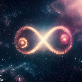 Create an image of the universe with an infinity symbol in the center of it. Image 2 of 4