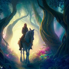 A magical adventure on horseback through a fantastical forest