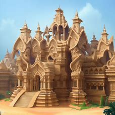 Create a sandstone palace with complex, intricate designs for royalty to live in.
