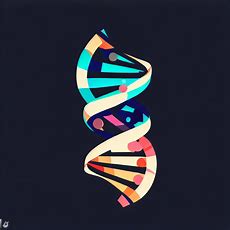 Reimagine the iconic image of the DNA double helix, transforming it into a bold, abstract design reflecting genetic diversity and evolution.
