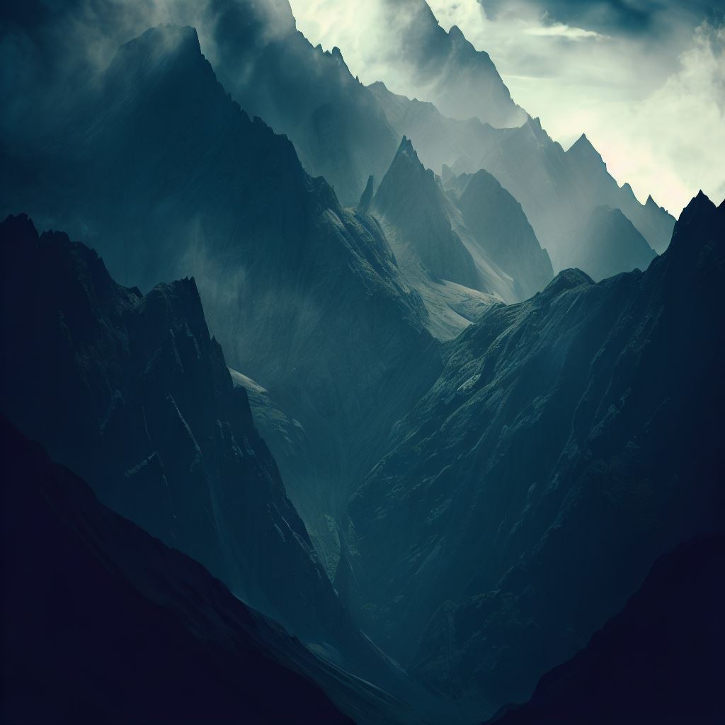 A massive and imposing mountain range, showcasing the raw strength and power of nature.