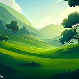 Illustrate the beauty of a lush green meadow. Image 2 of 4