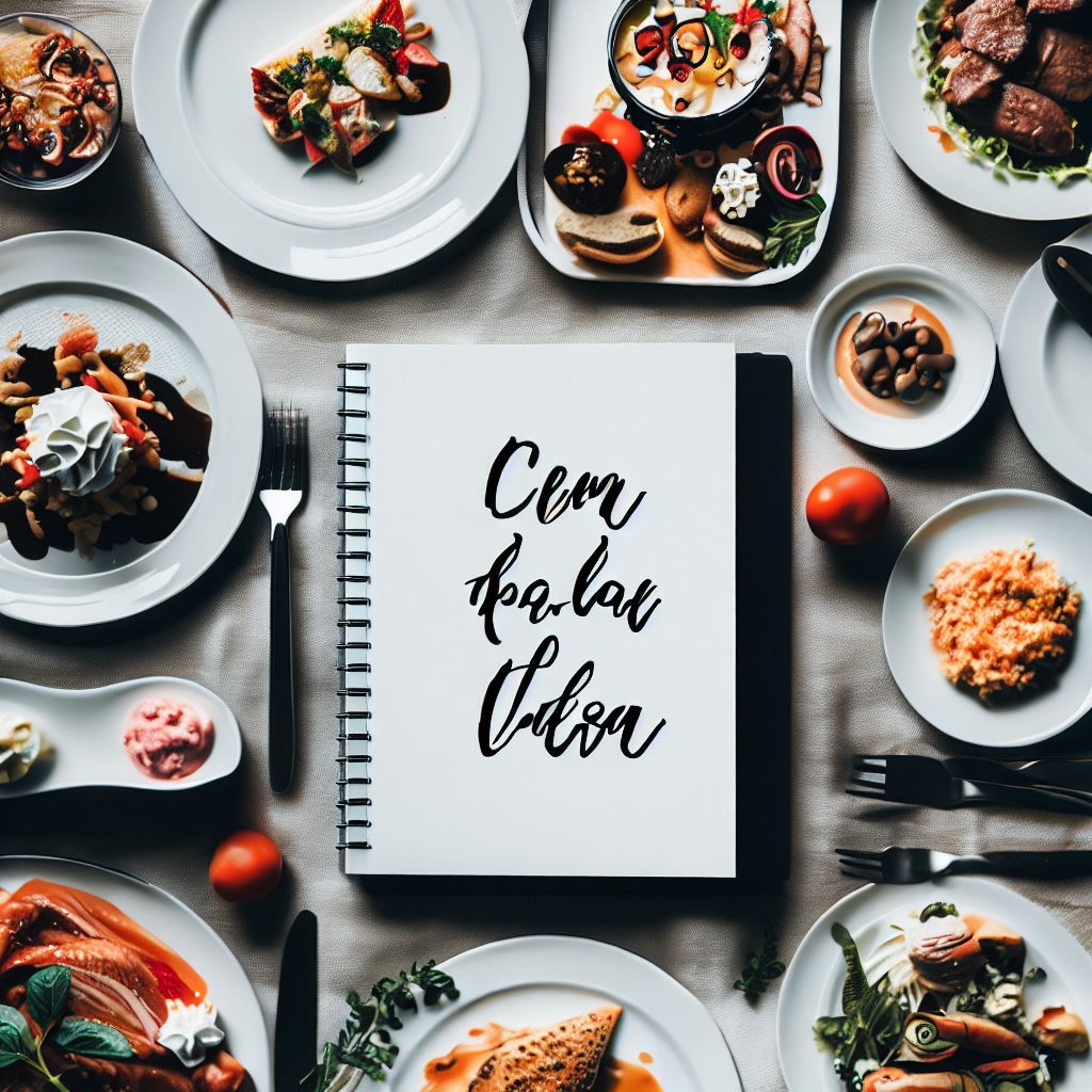 Create a meal of your dream on a menu with appetizers, main course, and dessert.