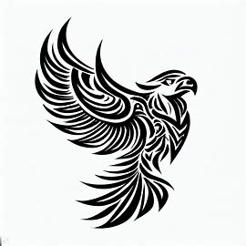 Draw a stylized eagle with a tribal design molded into its feathers. Image 4 of 4