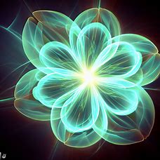 A beautiful and intricate flower made entirely of glowing uranium.
