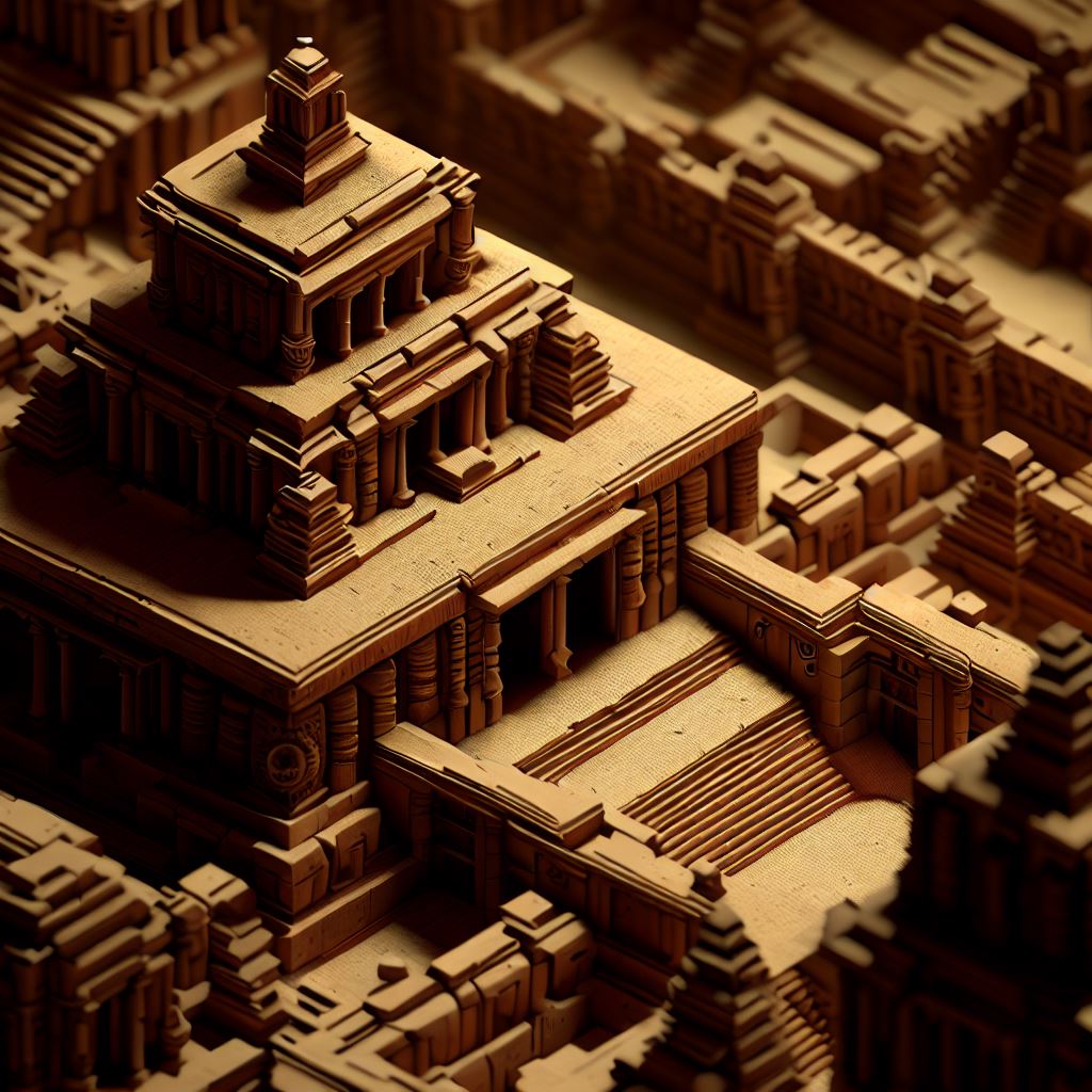 Construct an artistic and detailed representation of an ancient Aztec temple.