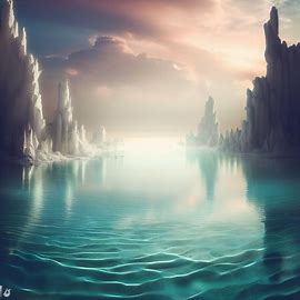 Create a surreal landscape with a beautiful gypsum formations and crystal-clear water.. Image 1 of 4