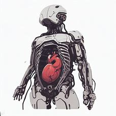 Draw a futuristic robot with a spleen-like organ.