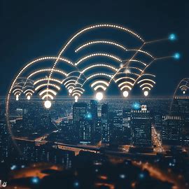 Visualize a Wi-Fi network as a string of lights that connect a city's architecture.. Image 3 of 4