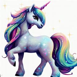 A majestic, glittery pony with a rainbow mane and tail.