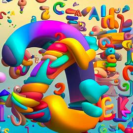 Make a colorful and whimsical image showcasing the 26 letters of the alphabet in one picture. Image 4 of 4