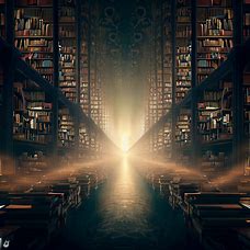 Create an image of a vast library filled with the collective knowledge of humanity, accessible to all.