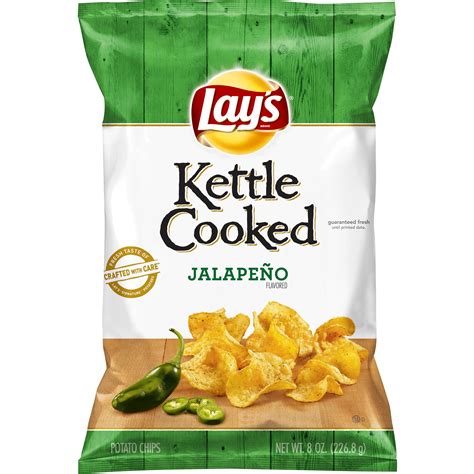 Lay's Kettle Cooked Potato Chips, Jalapeno, 8 oz Bag - Walmart.com ...
