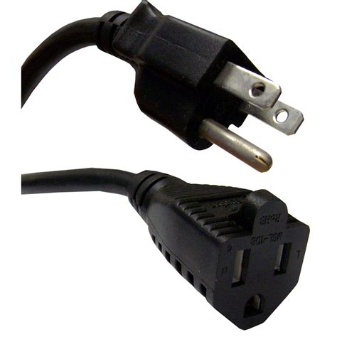 Power Extension Cord NEMA 5-15P to NEMA 5-15R, 10A, 3ft