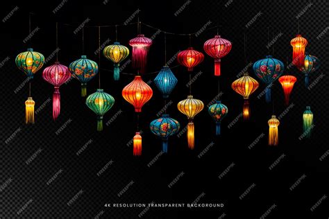 Premium PSD | Chinese floating lantern on transparent background