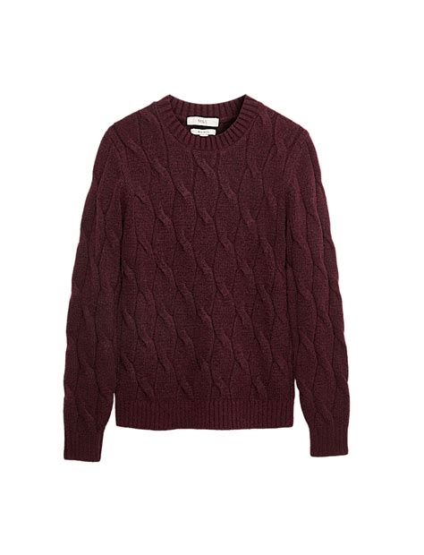 Buy Cable Crew Neck Jumper with Wool at Marks & Spencer