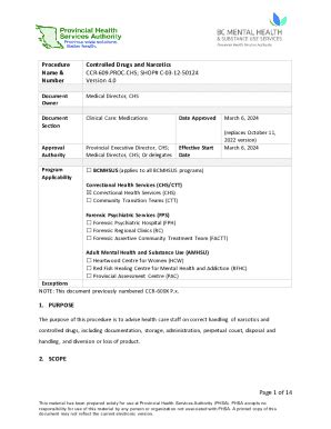 Fillable Online Procedure Name & Number Controlled Drugs and Narcotics ...