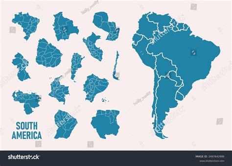 Set South America Isolated Map On Stock Vector (Royalty Free) 2497642999 | Shutterstock