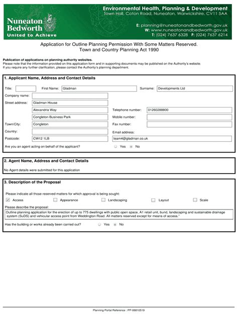 Fillable Online Application for Outline Planning Permission With Some ...
