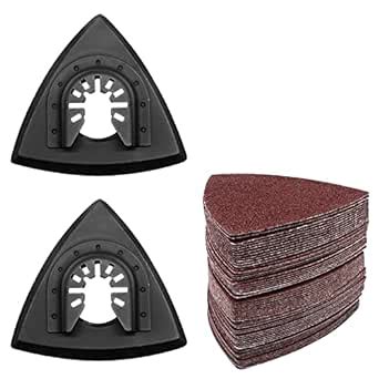 SWZHAI 2 PCS 3-1/8" Oscillating Tool Sanding Pad & 50 Pcs 80mm Triangle ...