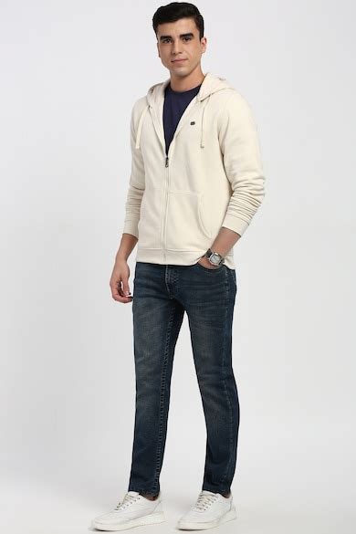 Buy Men Beige Solid Hooded Neck Sweatshirt Online - 39976634 | Peter ...