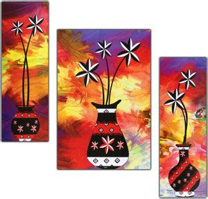 pnf Floral Flower Set of 3 MDF Panel-0416- Digital Reprint 18 inch x 12 ...