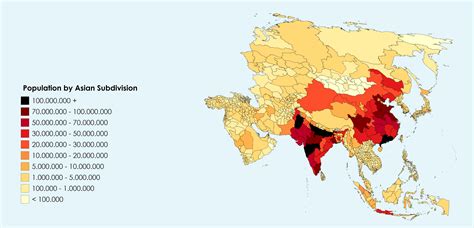 Map of Asia's population by subdivisions - Spend all day doing this, thought I'd share (parts of ...