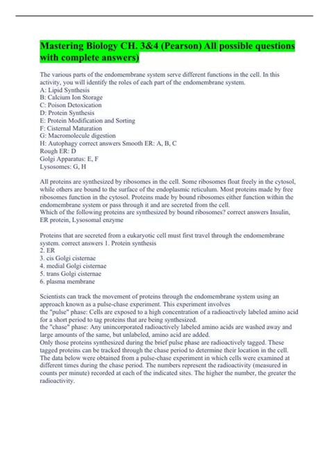 Mastering Biology CH. 3&4 (Pearson) All possible questions with ...