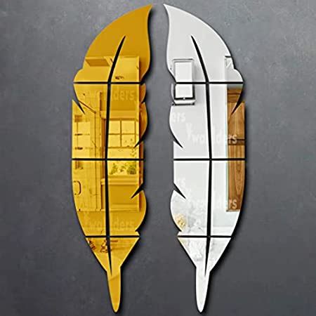 Wall1ders Opposite Plums Feathers Golden (Pack of 2, Each Piece Size 76 ...
