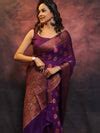 Banarasee Handwoven Pure Chiffon Saree With Meenakari Work-Violet