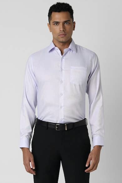Buy Men Lilac Slim Fit Textured Full Sleeves Formal Shirt Online ...