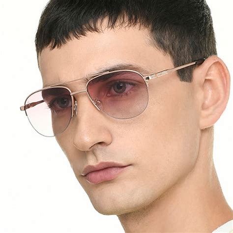 Buy Gold Black Pink Gradient Half Rim Aviator Vincent Chase METAL ...