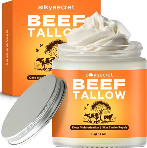 Amazon.com: SilkySecret Beef Tallow for Face & Body (4 Oz), Grass-Fed Beef Tallow & Raw Wild ...
