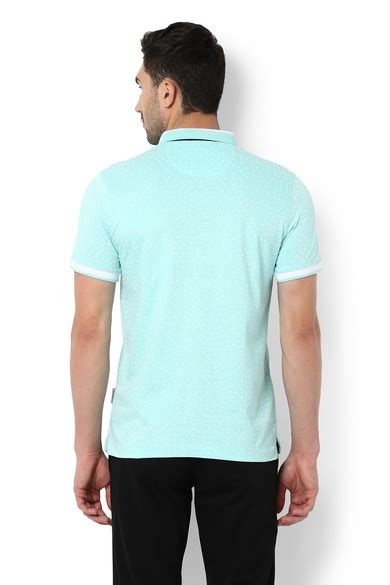 Buy Men Blue Print Polo Neck T-shirt Online - 254068 | Van Heusen