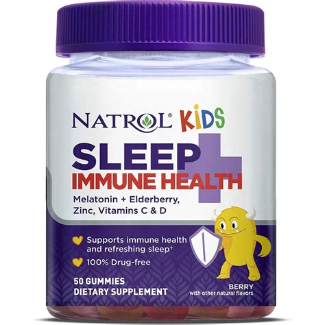 Melatonina 0.5mg, Natrol Kids Sleep + Immune Health, para niños a partir de 4 años, 50 gomitas ...