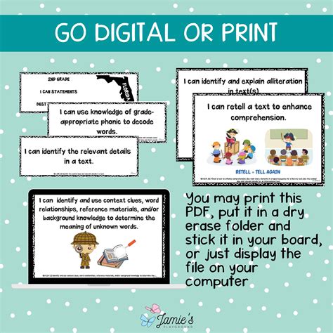 Florida BEST Standards- 2nd Grade ELA I Can Statements - Full & Half ...