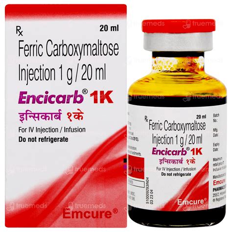 Encicarb 1000 Mg Injection 20 Ml - Uses, Side Effects, Dosage, Price ...