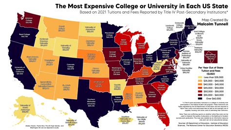 [OC] The Most Expensive College or University in Each US State : r ...