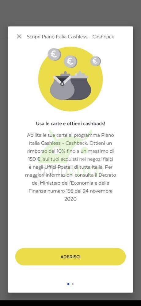 Il cashback arriva con l'aggiornamento dell'app Postepay