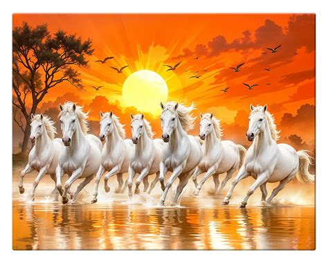 Artx Canvas Big Size 7 Horses Vastu Frame Wall Art | Desertcart INDIA