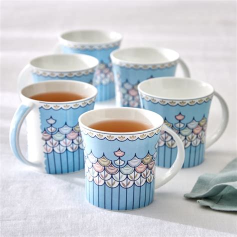Buy Corsica Jurgen Set of 6 Bone China Printed Mugs - 180ml from ...