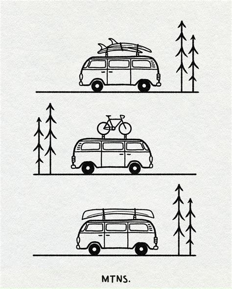 Graphic Design, Illustrations, Art | Kinsey H Designs | Van drawing, Camper drawing, Camper art