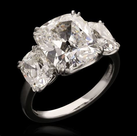 Hancocks 7.06ct Three Stone Old Mine Brilliant Cut Diamond Ring ...