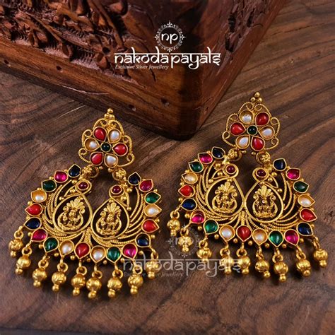 Antique Navarathna Chandbali – Nakoda Payals