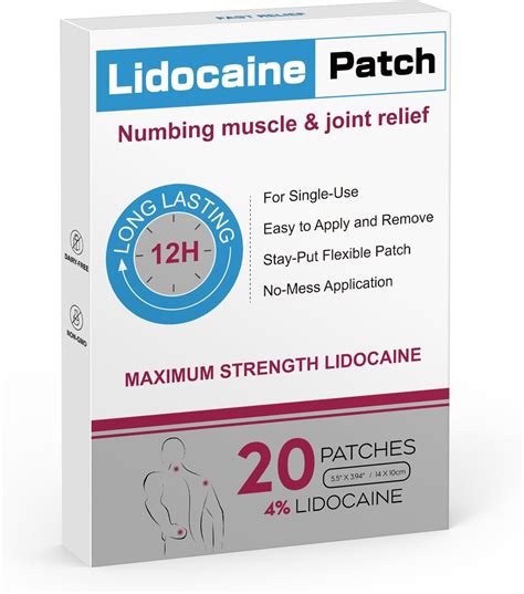 Amazon.com: Lidocaine Pain Relief Patch 20 Count | Maximum Strength ...