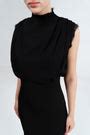 BLACK COWL DRAPED FITTED DRESS – Sotbella