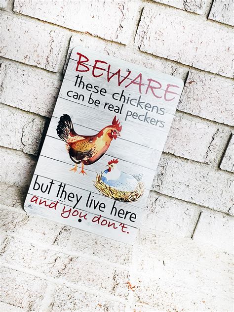 Beware of the Chickens Outdoor Metal Sign Chicken Coop Signs | Etsy