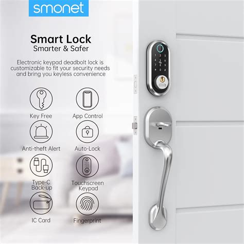 Buy Front Smart Door Lock Set Fingerprint - SMONET Keyless Entry Door ...