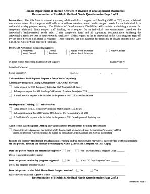 Determination of Health & Medical Needs Questionnaire Page 1 of 3 Doc ...